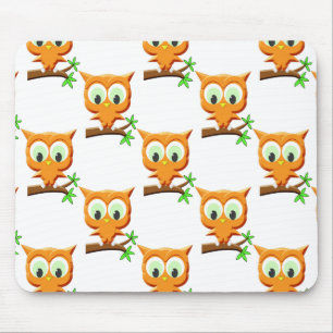 Cartoon Kleine Owl auf Zweigmuster Mousepad