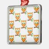 Cartoon Kleine Owl auf Zweigmuster Ornament Aus Metall (Links)