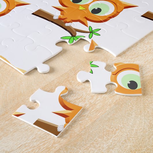 Cartoon Kleine Owl auf Zweigmuster Puzzle (Seite)