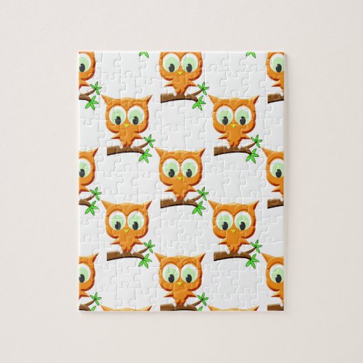 Cartoon Kleine Owl auf Zweigmuster Puzzle (Vertikal)