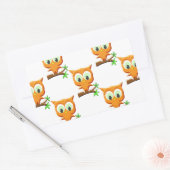 Cartoon Kleine Owl auf Zweigmuster Rechteckiger Aufkleber (Umschlag)