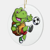 Cartoon Kleine Schildkröte Fußball spielen Keramik Ornament (Links)