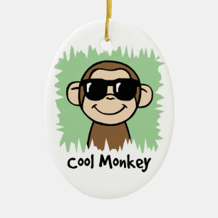 Cartoon-Klipp-Kunst-cooler Affe mit Sonnenbrillen Keramik Ornament