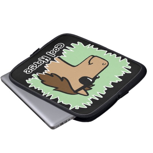 Cartoon-Klipp-Kunst-cooles Pferdetragende Laptopschutzhülle (Vorne Knopf)
