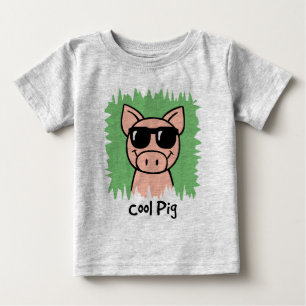 Cartoon-Klipp-Kunst-cooles Schwein mit Baby T-shirt