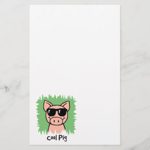 Cartoon-Klipp-Kunst-cooles Schwein mit Briefpapier