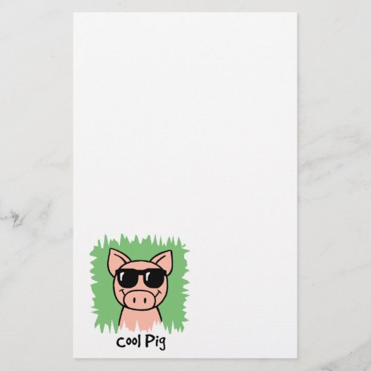 Cartoon-Klipp-Kunst-cooles Schwein mit Briefpapier (Vorderseite)