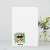 Cartoon-Klipp-Kunst-cooles Schwein mit Briefpapier (Stehend Vorderseite)
