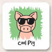 Cartoon-Klipp-Kunst-cooles Schwein mit Untersetzer (Vorderseite)