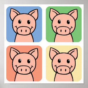 Cartoon-Klipp-Kunst, die Piggie Piggy Schweine Poster