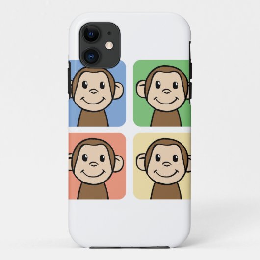 Cartoon-Klipp-Kunst mit 4 glücklichen Affen Case-Mate iPhone Hülle (Rückseite)