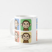 Cartoon-Klipp-Kunst mit 4 glücklichen Affen Kaffeetasse (Vorderseite Links)