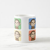 Cartoon-Klipp-Kunst mit 4 glücklichen Affen Kaffeetasse (Mittel)