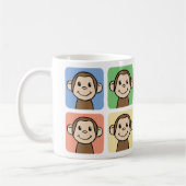 Cartoon-Klipp-Kunst mit 4 glücklichen Affen Kaffeetasse (Links)