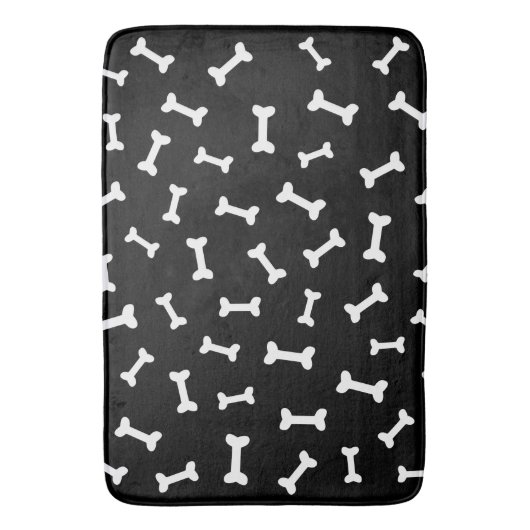 Cartoon-Knochenstück auf schwarz Badematte (Vorderseite Vertikal)