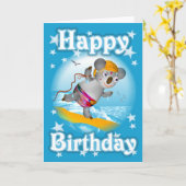 Cartoon Koala Happy Birthday Surfer Card leer Karte (Gelbe Blume)