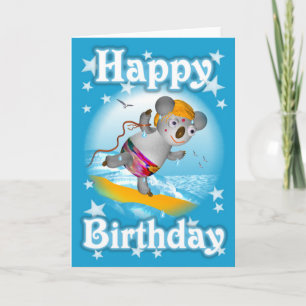 Cartoon Koala Happy Birthday Surfer Card leer Karte