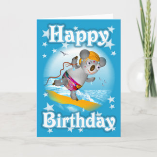 Cartoon Koala Happy Birthday Surfer Card leer Karte