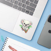 Cartoon Koala-Illustration Aufkleber (Laptop mit iPhone)