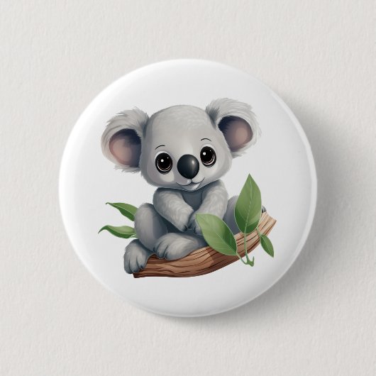Cartoon Koala-Illustration Button (Vorderseite)
