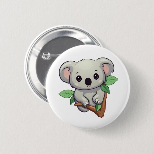 Cartoon Koala-Illustration Button (Vorne & Hinten)