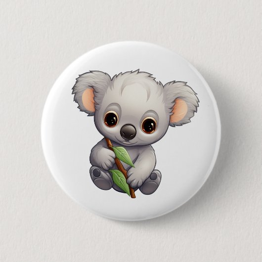 Cartoon Koala-Illustration Button (Vorderseite)