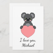 Cartoon koala in Liebe Valentine Feiertagskarte (Vorne/Hinten)