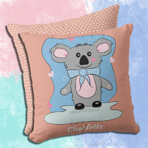 Cartoon Koala Lachs Pink Kid Throw Kissen