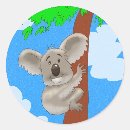 Cartoon Koala Runder Aufkleber (Vorderseite)