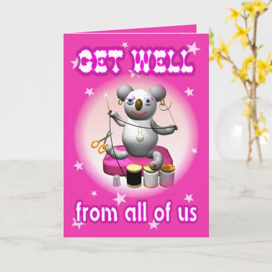 Cartoon Koala wird gut Seamresse Karte (Gelbe Blume)