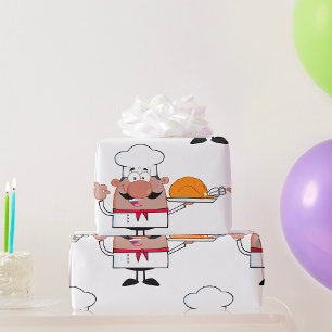 Cartoon Koch Holding Roast Türkei Geschenkpapier