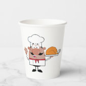 Cartoon Koch Holding Roast Türkei Pappbecher (Vorderseite)