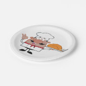 Cartoon Koch Holding Roast Türkei Pappteller (Schrägansicht)