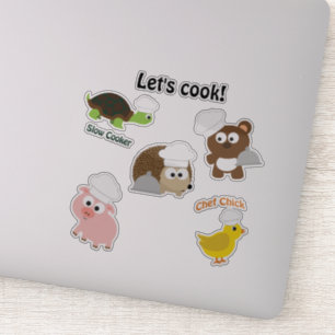 Cartoon Koch Tiere Aufkleber Set