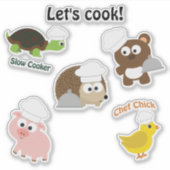 Cartoon Koch Tiere Aufkleber Set (Vorderseite)