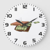 Cartoon-Koffer voll mit Geldautomaten Große Wanduhr (Vorderseite)