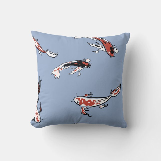 Cartoon Koi Fish Blue Kissen (Vorderseite)