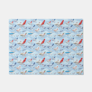Cartoon kommerzielle Flugzeuge nahtlose Musterfabr Fußmatte