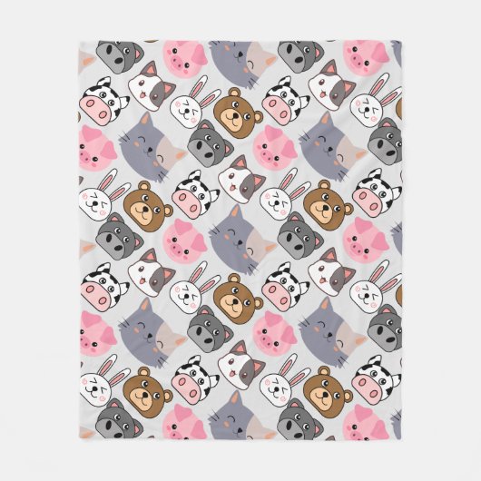 Cartoon Kopf Muster.w BG Fleecedecke (Vorderseite)