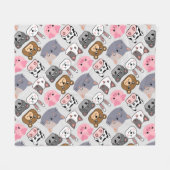 Cartoon Kopf Muster.w BG Fleecedecke (Vorderseite (Horizontal))