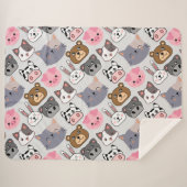 Cartoon Kopf Muster.w BG Sherpadecke (Vorderseite (Horizontal))