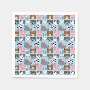 Cartoon Kopf Muster.w Lblue BG Serviette