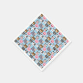 Cartoon Kopf Muster.w Lblue BG Serviette (Ecke)