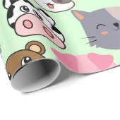 Cartoon Kopf Muster.w Lgreen BG Geschenkpapier (Rolleneckpunkt)