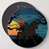 Cartoon Kopfloses Pferd Halloween/Herbst Button (Vorne & Hinten)