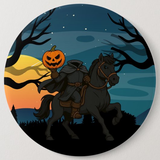 Cartoon Kopfloses Pferd Halloween/Herbst Button (Vorderseite)