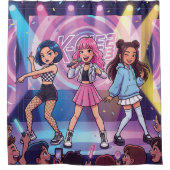 Cartoon KPop Mädchen Gruppe Duschvorhang (Vorderseite)