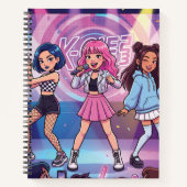 Cartoon KPop Mädchen-Gruppe Notizblock (Vorderseite)