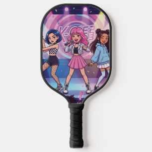 Cartoon KPop Mädchen Gruppe Pickleball Schläger