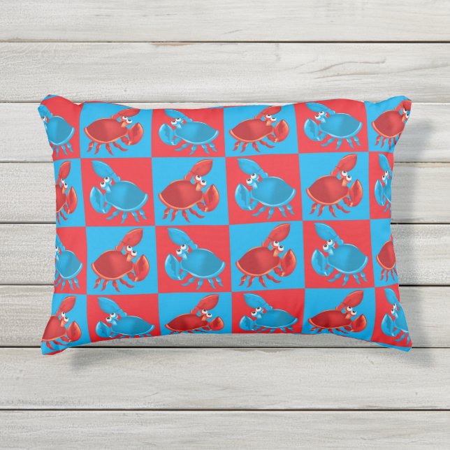 Cartoon-Krabbenmosaik Kissen Für Draußen (Vorderseite)